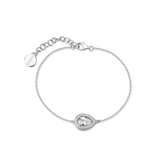 Bracciale catena Rosato argento goccia con zirconi da donna 18 cm