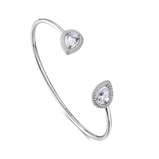 Bracciale rigido armonico Rosato Anna argento gocce e zirconi diametro 6 cm
