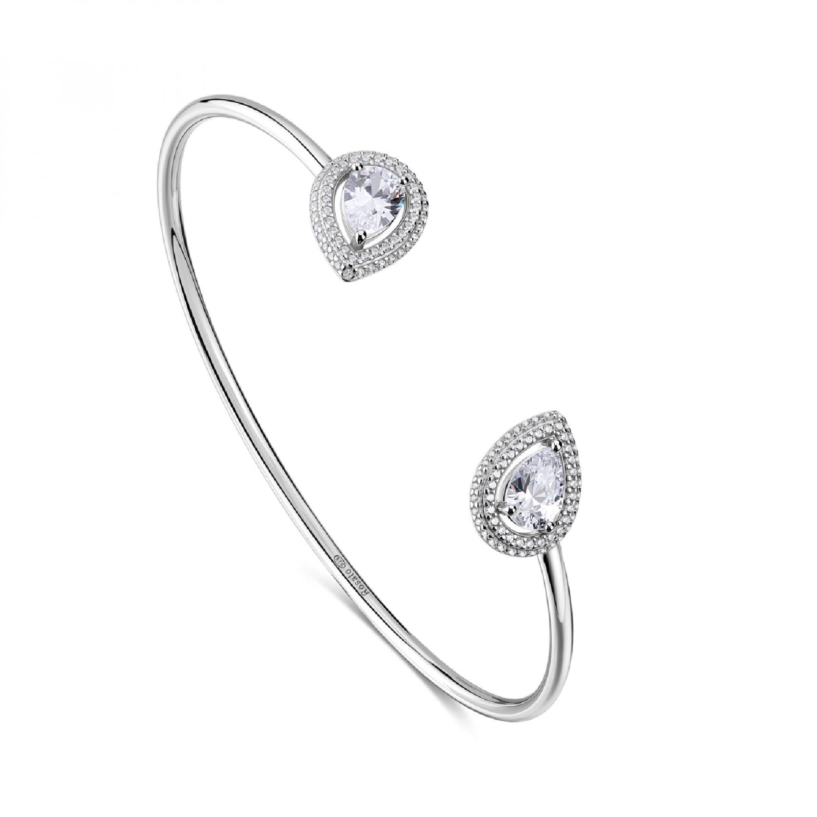 Bracciale rigido armonico Rosato Anna argento gocce e zirconi diametro 6 cm