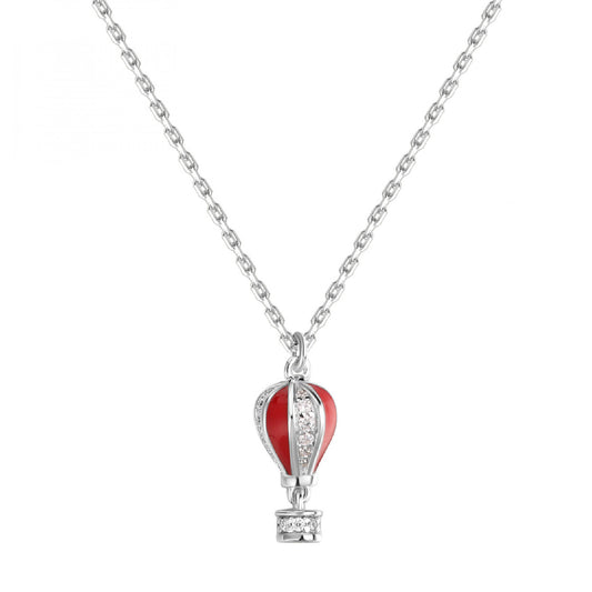 Collana Rosato in argento con ciondolo a mongolfiera smaltata MISURA UNICA