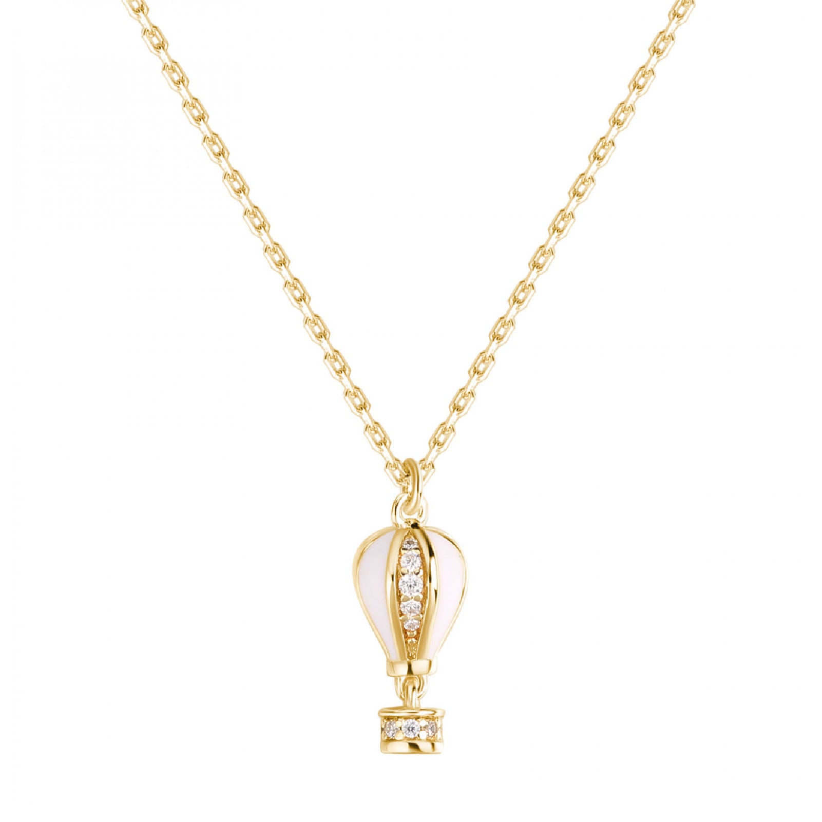 Collana Rosato argento dorato ciondolo mongolfiera smaltata MISURA UNICA