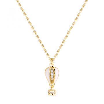 Collana Rosato argento dorato ciondolo mongolfiera smaltata MISURA UNICA
