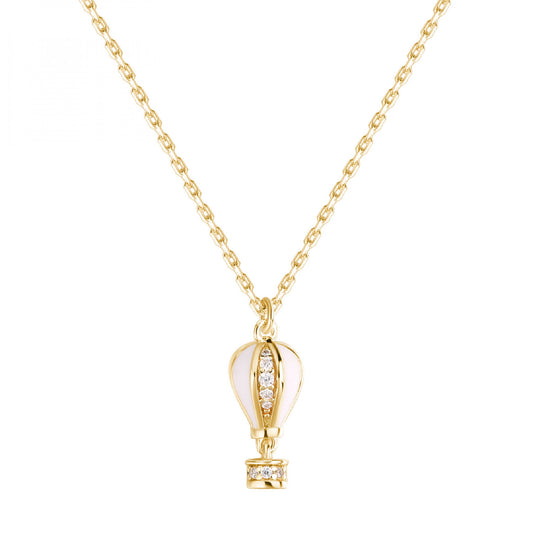 Collana Rosato argento dorato ciondolo mongolfiera smaltata MISURA UNICA