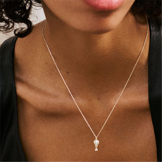 Collana Rosato argento dorato ciondolo mongolfiera smaltata MISURA UNICA