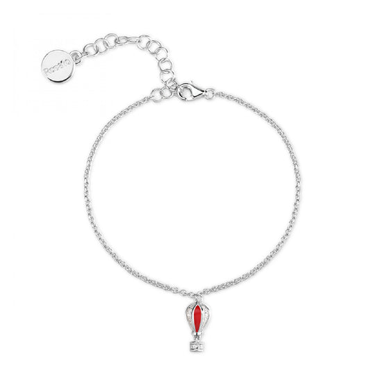 Bracciale Rosato in argento rodio con mongolfiera smaltata 18 cm