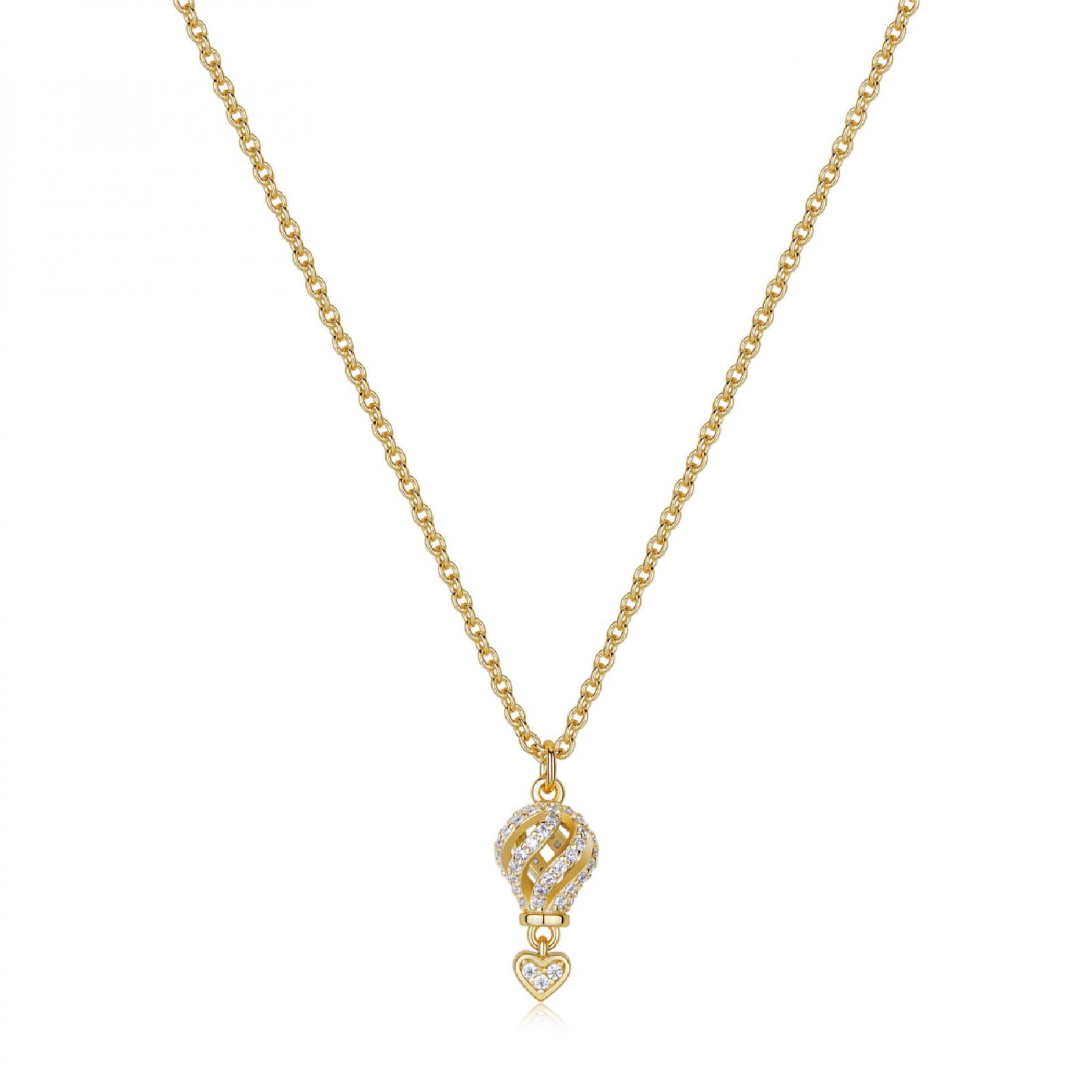 Collana Rosato Aria in argento dorato mongolfiera con zirconi MISURA UNICA