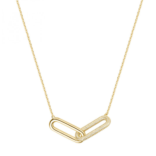 Collana Rosato argento dorato maglie intrecciate e zirconi MISURA UNICA