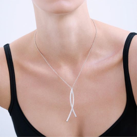 Collana Rosato Bianca in argento e pendente zirconi bianchi MISURA UNICA