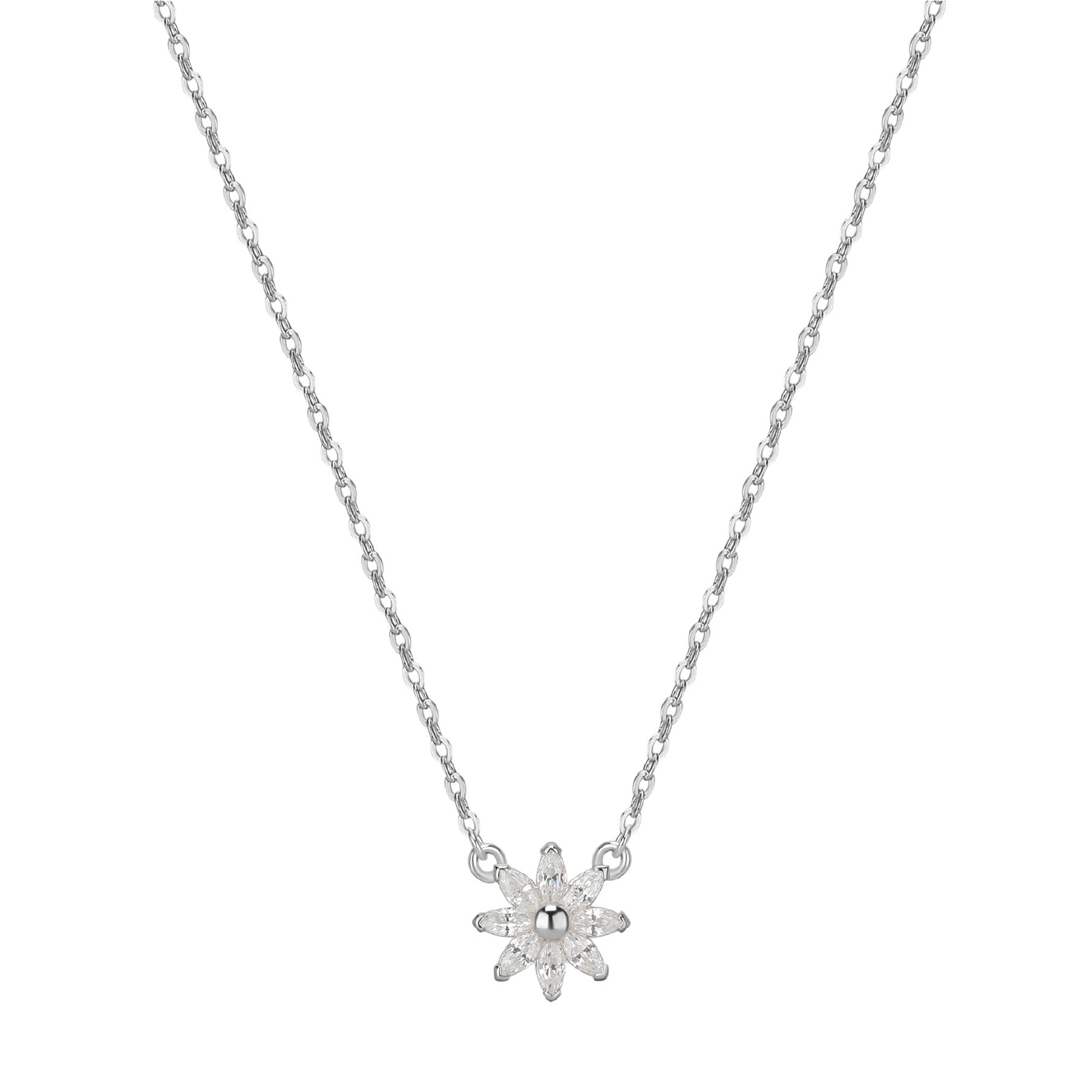 Collana da donna Rosato in argento con fiore di zirconi