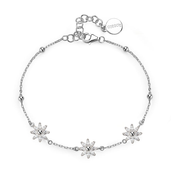 Bracciale da donna Rosato in argento con fiori di zirconi