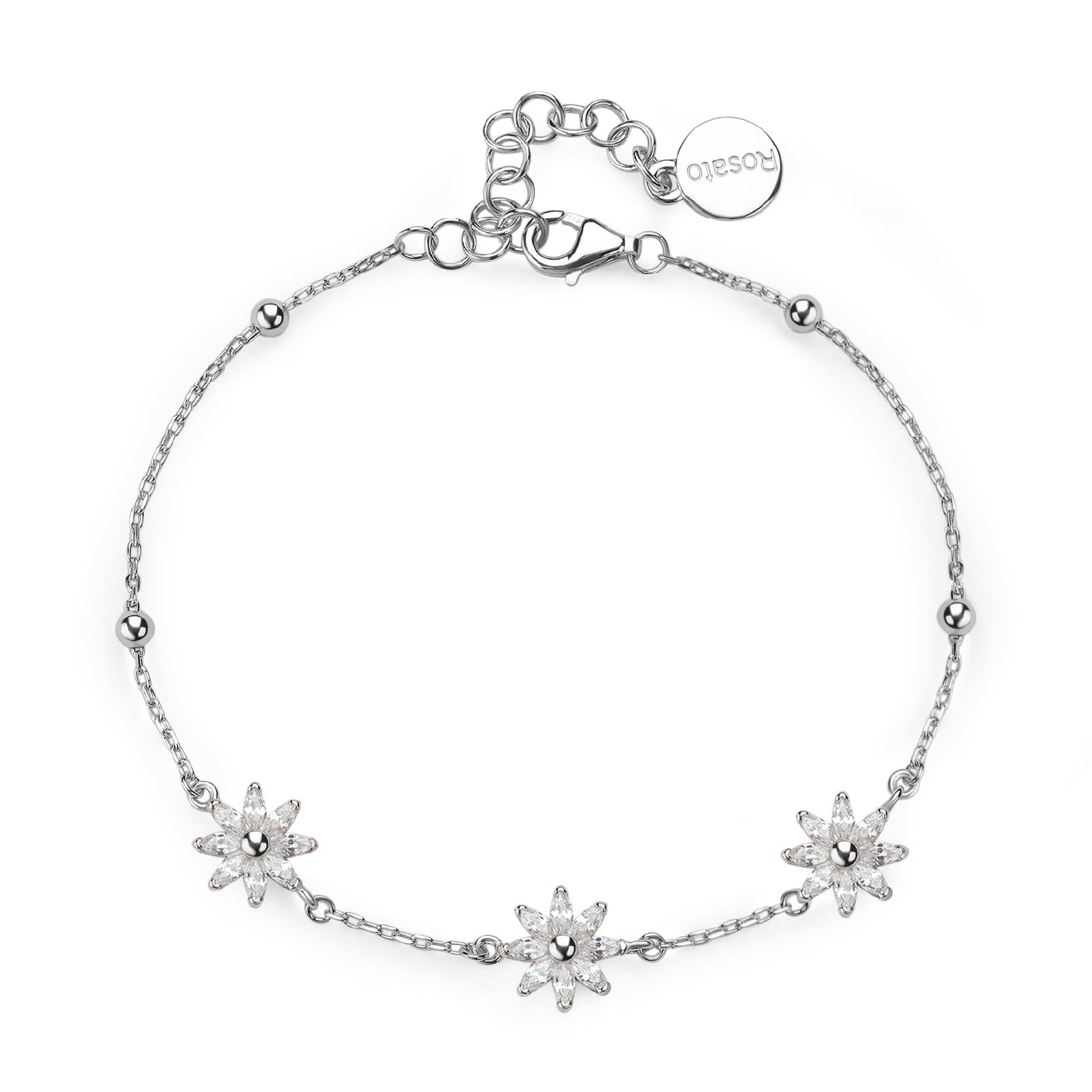 Bracciale da donna Rosato in argento con fiori di zirconi