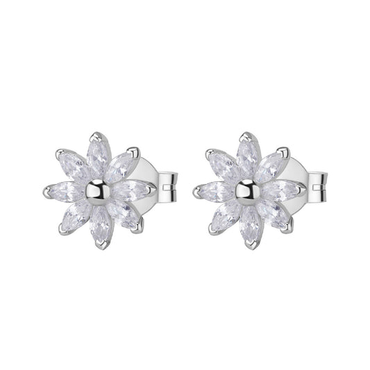 Orecchini donna Rosato in argento con fiore di zirconi