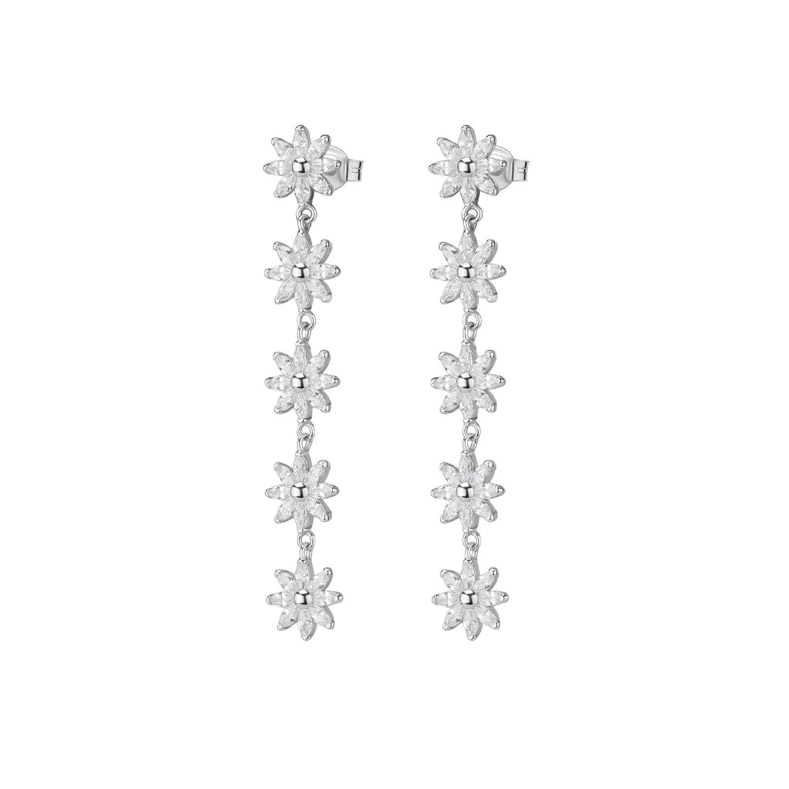 Orecchini donna Rosato in argento con fiori di zirconi