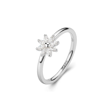 Anello da donna Rosato in argento con fiore di zirconi