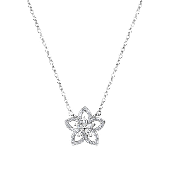 Collana girocollo Rosato Gaia in argento con fiore zirconi MISURA UNICA