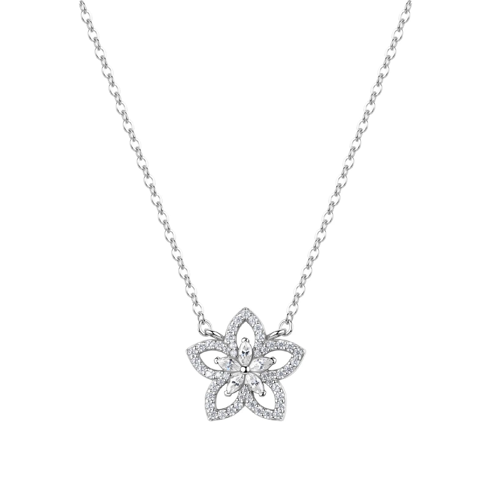 Collana girocollo Rosato Gaia in argento con fiore zirconi MISURA UNICA