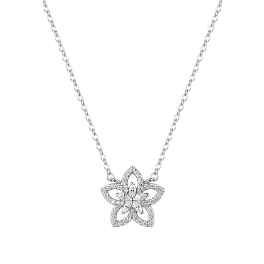 Collana girocollo Rosato Gaia in argento con fiore zirconi MISURA UNICA