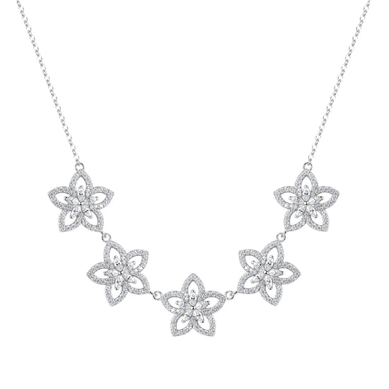 Collana Rosato Gaia in argento con cinque fiori di zirconi MISURA UNICA