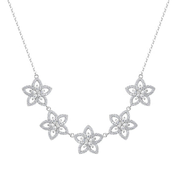 Collana Rosato Gaia in argento con cinque fiori di zirconi MISURA UNICA