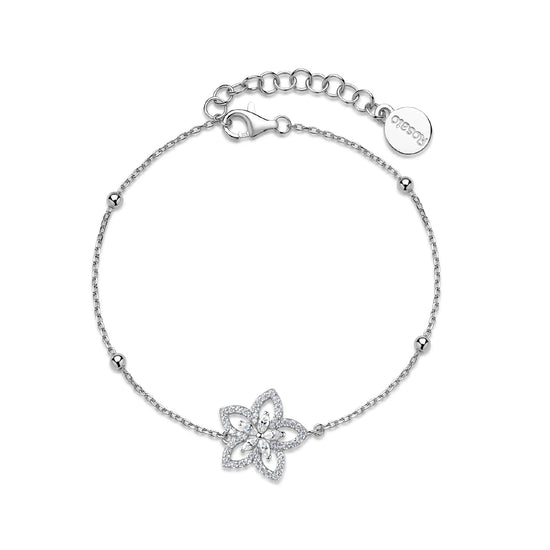 Bracciale catena Rosato Gaia in argento con fiore zirconi 18,5 cm