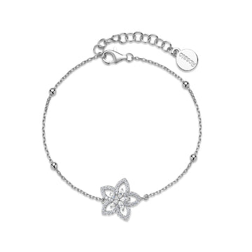 Bracciale catena Rosato Gaia in argento con fiore zirconi 18,5 cm