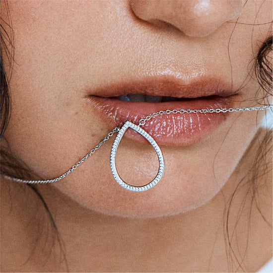 Collana girocollo Rosato Sofia in argento e goccia di zirconi MISURA UNICA