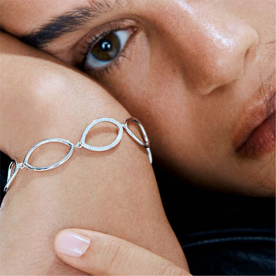 Bracciale catena Rosato Sofia in argento ovali con zirconi 18,5 cm