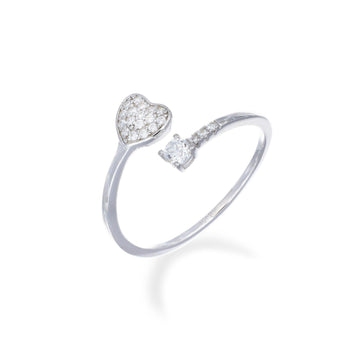 Anello aperto donna Amen Sacro in argento con cuore e zirconi bianchi RPHBBZ-1