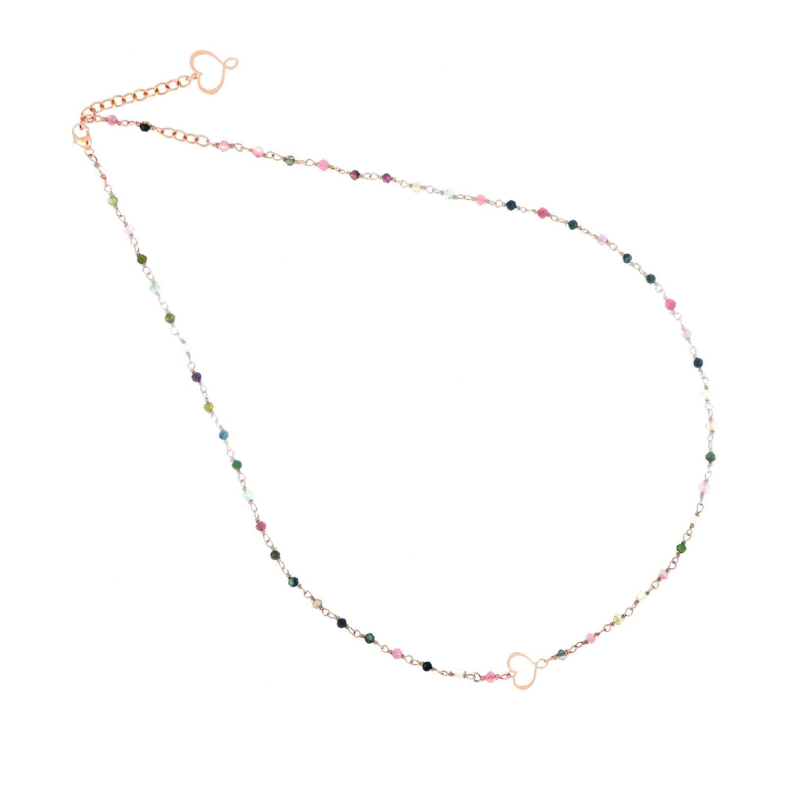 Collana rosario donna Maman et Sophie Cuore Sacro in argento rosé cuore e tormalina RPMES1MSTO-1
