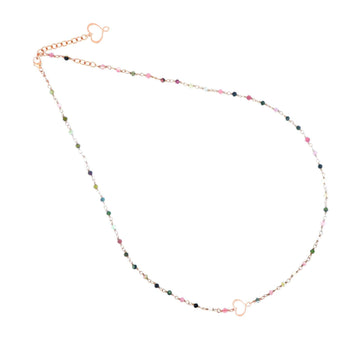 Collana rosario donna Maman et Sophie Cuore Sacro in argento rosé cuore e tormalina RPMES1MSTO-1