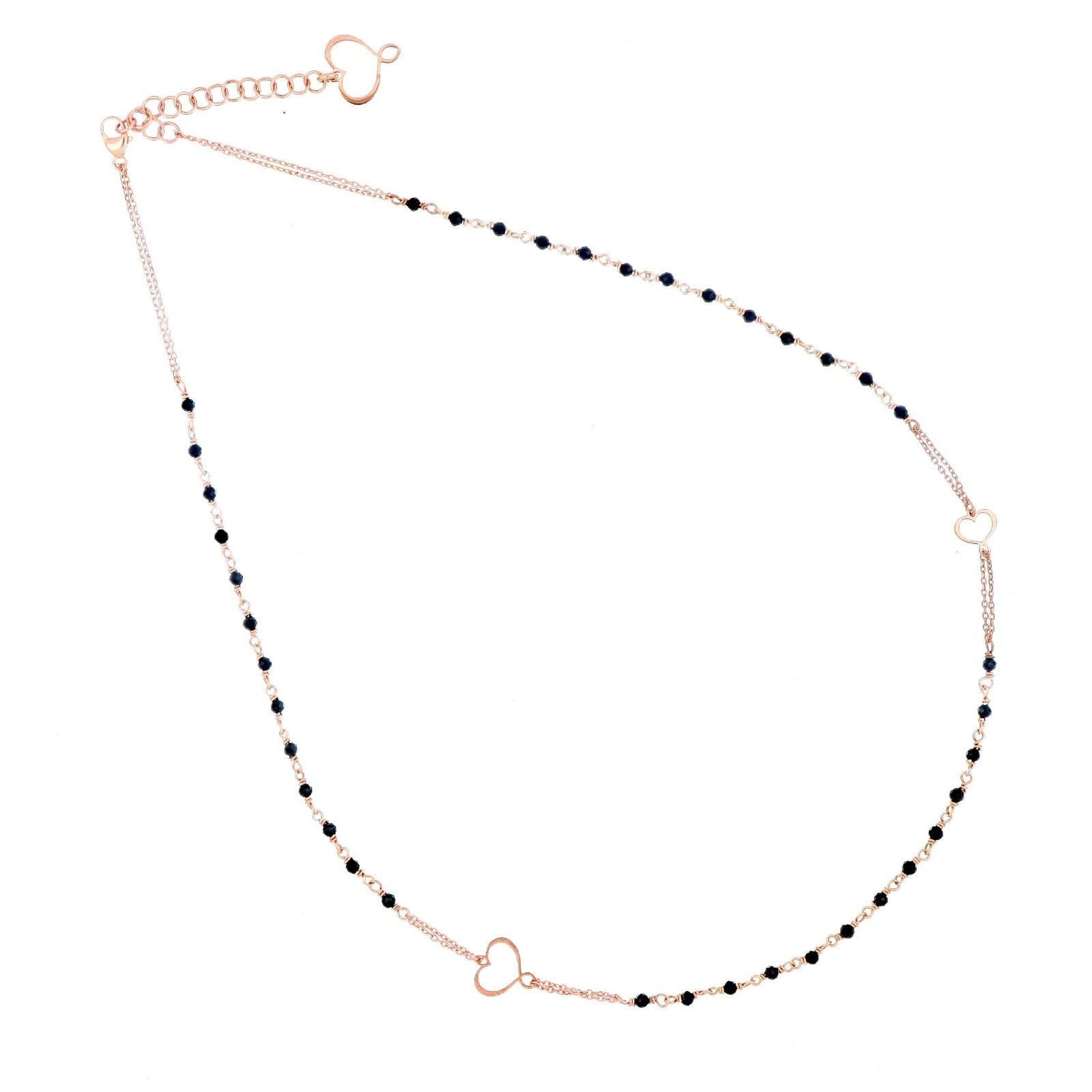 Collana rosario donna Maman et Sophie Cuore Sacro in argento rosé due cuori e spinello RPMES2MSSP-1
