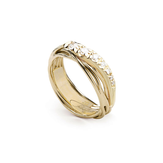 Anello Rubinia Filodellavita 13 fili oro giallo diamanti 0,19ct 13