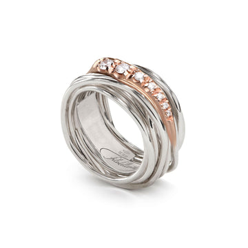 Anello Rubinia Filodellavita 13 fili argento diamanti 0,19ct 16
