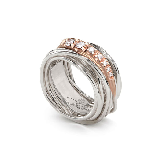 Anello Rubinia Filodellavita 13 fili argento diamanti 0,19ct 16