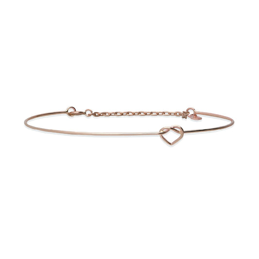 Bracciale Rubinia Filodamore oro rosa con cuoricino e chiusura 16 cm