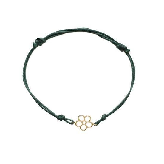 Bracciale cordino Rubinia Filodamore oro giallo 9kt fiore REGOLABILE