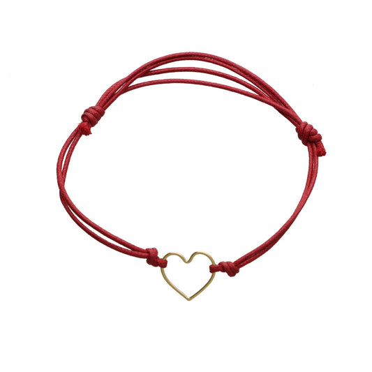 Bracciale cordino Rubinia Filodamore oro 9kt cuore REGOLABILE