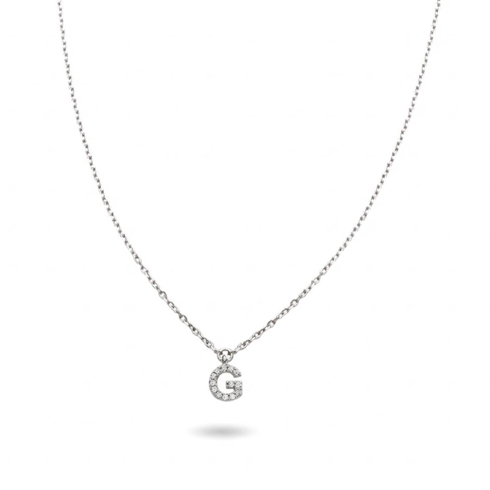Collana Rubinia Filodamore in oro bianco 9kt con lettera G MISURA UNICA