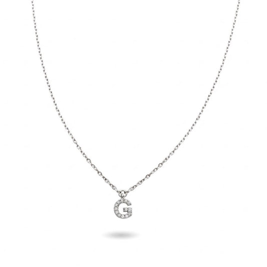 Collana Rubinia Filodamore in oro bianco 9kt con lettera G MISURA UNICA