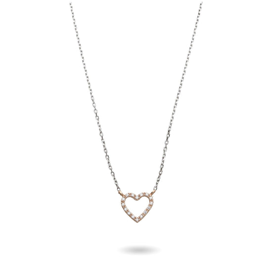 Collana Rubinia Filodamore oro bianco e cuore diamanti 0,10ct MISURA UNICA