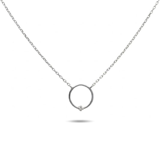 Collana Rubinia Filodamore oro bianco e cerchio diamante 0,02ct MISURA UNICA