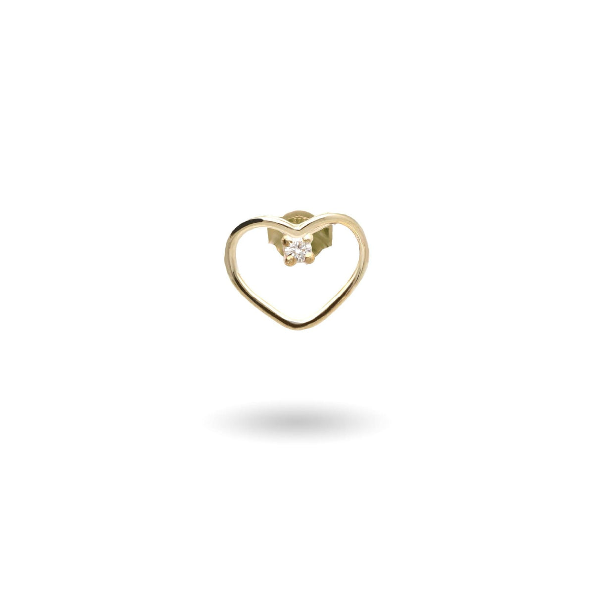 Mono orecchino Rubinia Filodamore oro cuore e diamante 0,022ct MISURA UNICA
