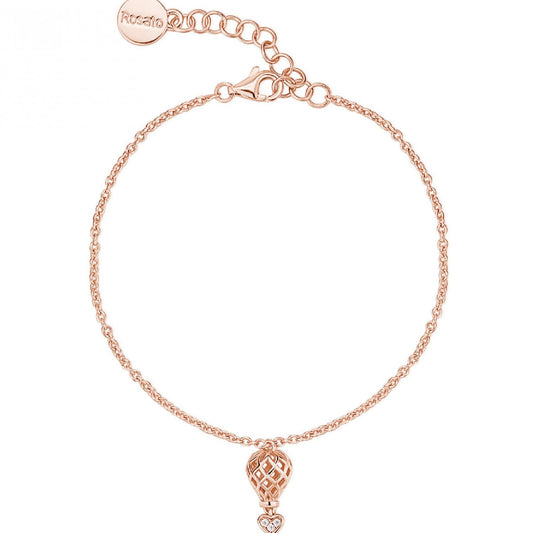 Bracciale catena Rosato Aria donna argento rosè mongolfiera e cuore con zirconi RZAR18-1