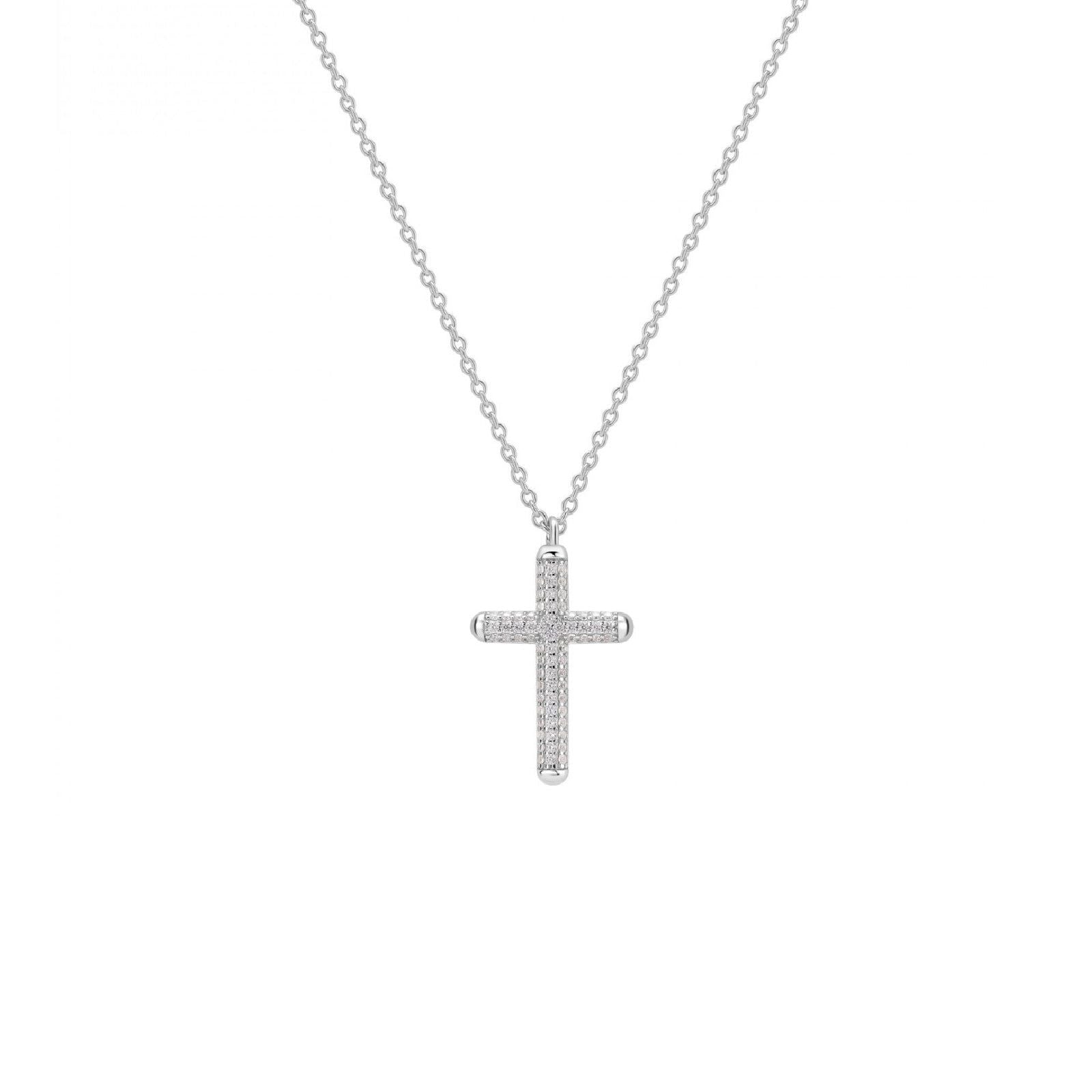 Collana donna Rosato Bianca in argento con croce e zirconi RZBI05-1