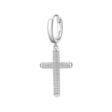 Mono orecchino donna Rosato Bianca in argento con croce pendente e zirconi RZBI39-1