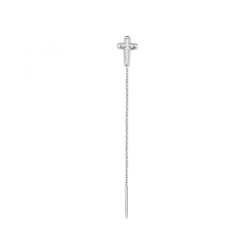 Mono orecchino saliscendi donna Rosato Bianca argento con croce e zirconi RZBI40-1