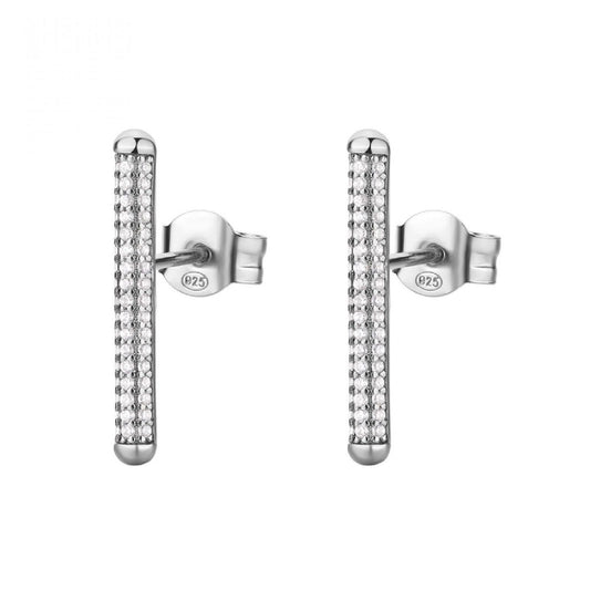 Orecchini a lobo Rosato Bianca donna argento 925 con targa zirconi bianchi RZBI44-1