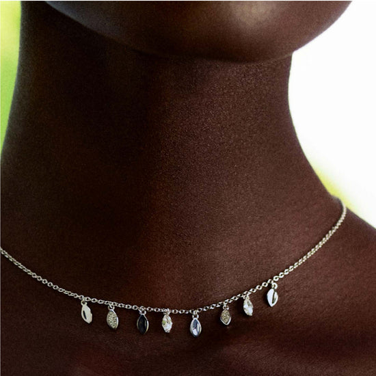 Collana girocollo Rosato Gaia donna argento pendenti a petalo con zirconi RZGA10