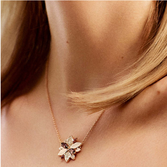 Collana girocollo Rosato Gaia donna argento rosè ciondolo a fiore con zirconi RZGA43