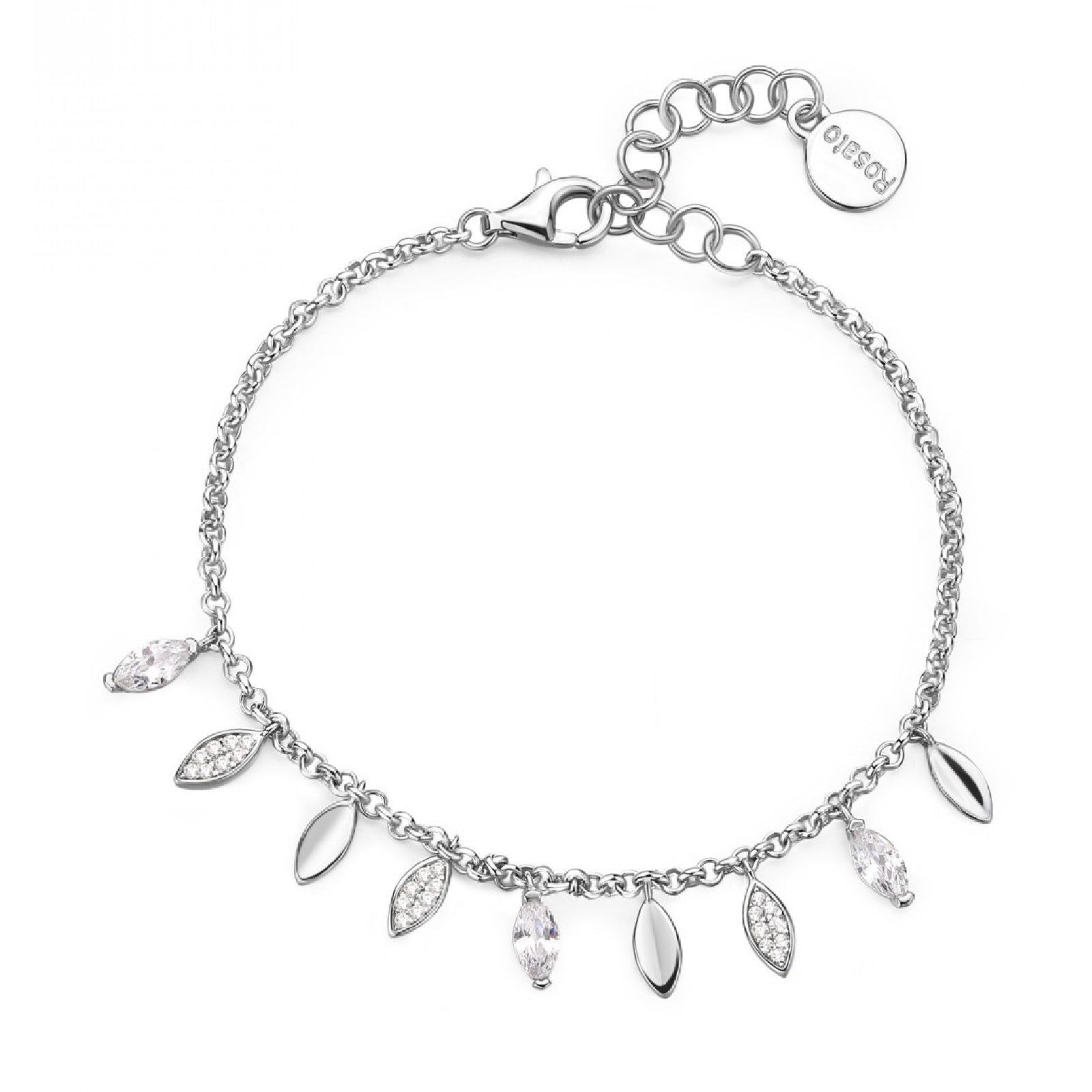 Bracciale catena Rosato Gaia donna argento con pendenti a petalo con zirconi RZGA44-1